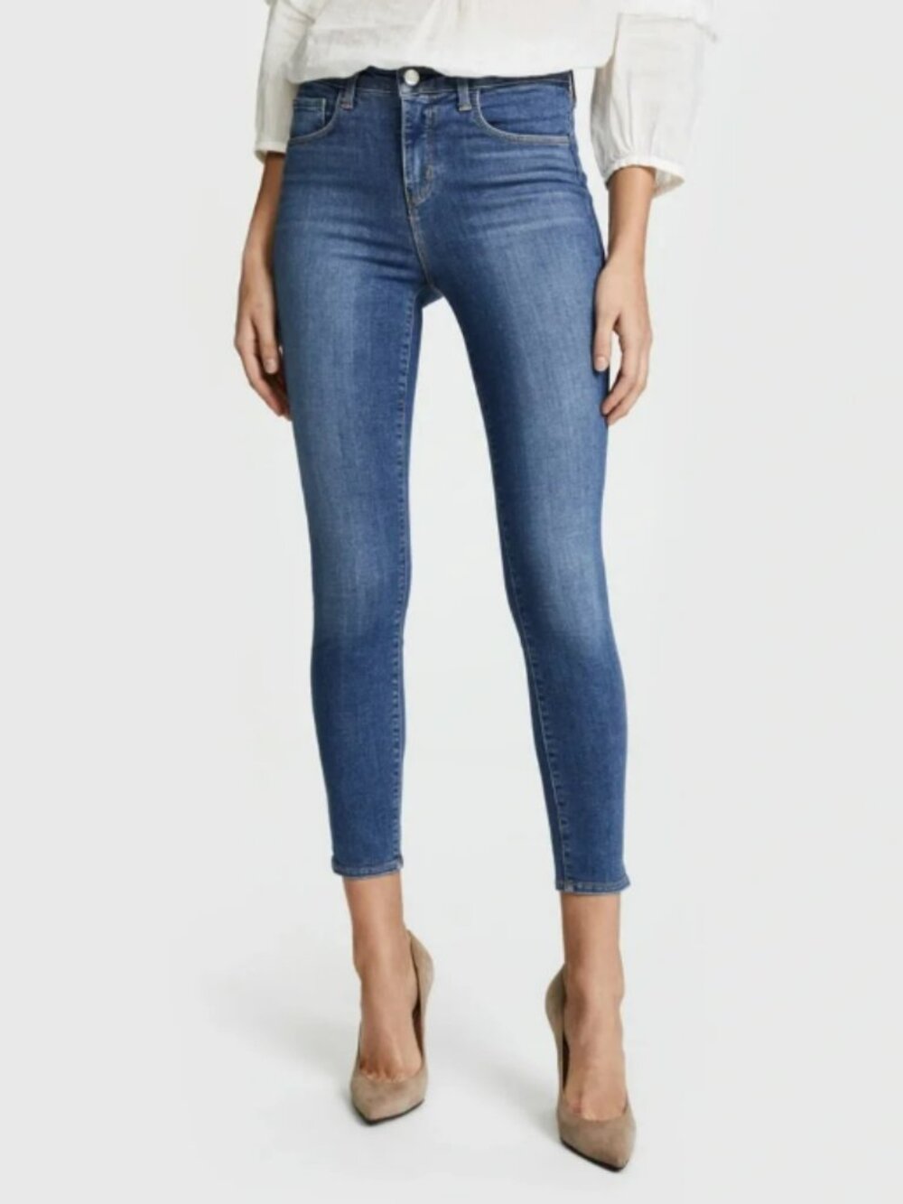 L'Agence Margot Classic High Waist Crop Ankle Skinny Jean in Light Vintage - NWT